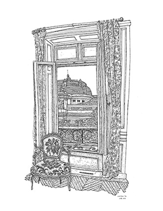 Christelle Téa, Vue de la fenêtre sur le Palais de la Découverte, 2.VI.2020.