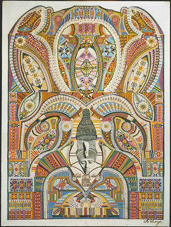 Augustin Lesage, Tête de la déesse Nut / XVIII / Karnak, vers 1942. Huile sur toile marouflée, 77,5 × 57,5 cm. Collection particulière. Photo : © Claude Thériez © Adagp, Paris, 2020.