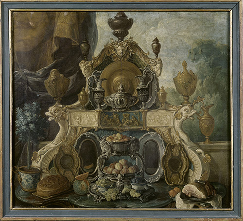 François Desportes, Buffet, vers 1742-1743, huile sur papier marouflé sur toile, H : 61 cm, l : 67 cm. Sèvres - Manufacture et Musée nationaux. Photo © RMN-Grand Palais (Sèvres - Manufacture et Musée nationaux) / image RMN-GP.