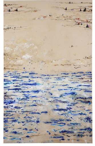 Hanibal SROUJI, Terre Mer XIII, 2013-14. Feu et acrylique sur toile, 232 x 142 cm. Donation Claude et France Lemand. Musée, Institut du monde arabe.