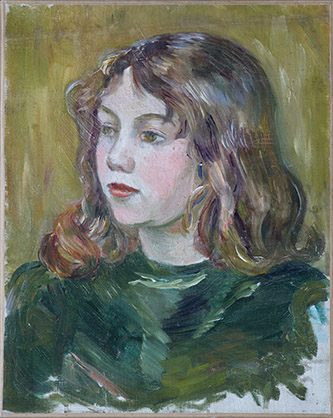 Julie Manet, Martha en robe de velours vert, 1898. Huile sur toile, 41 x 33 cm. Collection particulière. © Christian Baraja SLB.