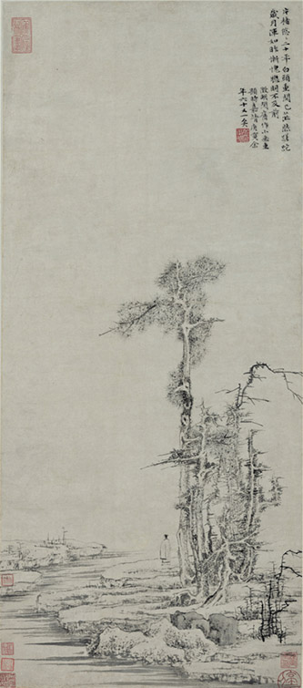 Wen Zhengming (1470-1559), Contemplation solitaire dans un bosquet d’automne, vers 1510. Encre sur papier, 66 x 29,2 cm. Collection Chih Lo Lou. © Musée d’art de Hong Kong.
