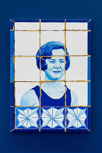Alicia Paz, Gertrude Ederle, 2021. Technique mixte sur toile, 36 x 26 cm. Photo Jules Lister.