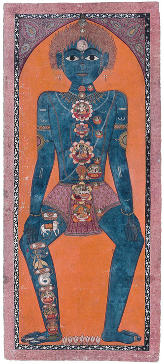 Le « corps subtil » du yogi. Punjab, vers 1800. Gouache sur papier 60,5 x 26,3 cm. Manizeh et Danny Rimmer. © Collection Manizeh et Danny Rimmer.