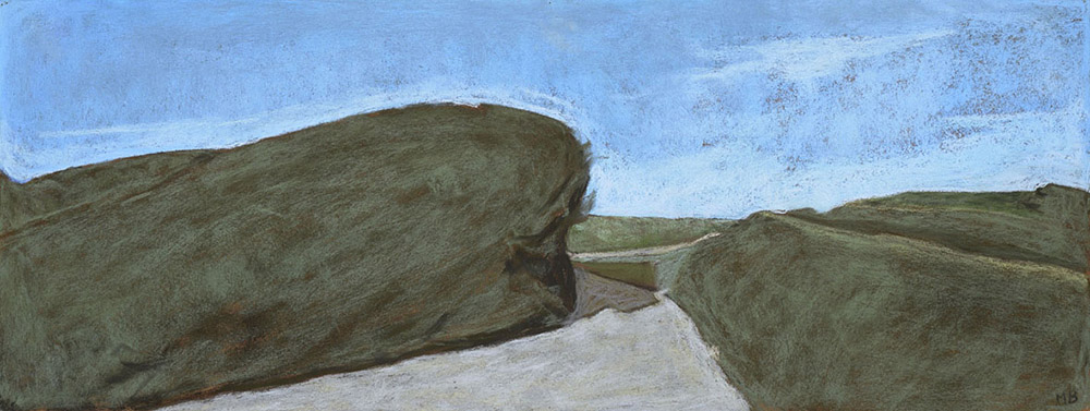 Myriam Boccara, Dans la lande. Pastel sur pastelcard, 33 x 83 cm.