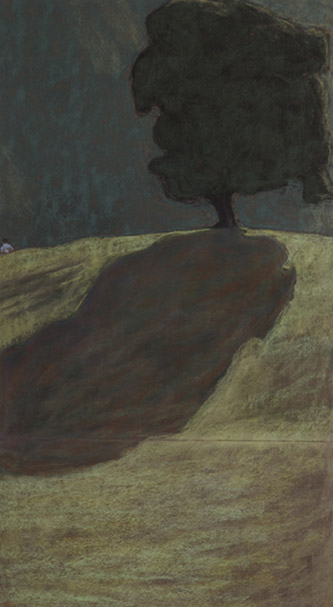 Myriam Boccara, Soleil Vert. Pastel sur pastelcard, 50 x 90 cm.