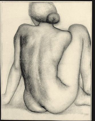 Aristide Maillol (1861-1944), Le Dos de Thérèse, vers 1920. Fusain sur papier à la forme filigrané. H. 73 ; L. 55 cm. Paris, Fondation Dina Vierny – musée Maillol. © Photo J.-A. Brunelle.