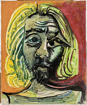 Pablo Picasso, Tête d’homme, Mougins, 31 juillet 1971. Musée national Picasso-Paris. Dation Maya Ruiz-Picasso 2021. © RMN-Grand Palais (Musée national Picasso-Paris)"/ Rachel Prat. © Succession Picasso 2022.