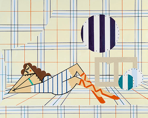 Farah Atassi, Sleeping Dancer 3, 2021. Huile et glycérol sur toile, 160 x 200 cm. Courtoisie Almine Rech, Paris, Brussels, London, New York, Shanghai.