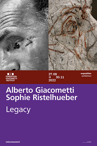 Affiche de l’exposition Alberto Giacometti / Sophie Ristelhueber Legacy à l’Institut Giacometti, Paris du 27 septembre au 30 novembre 2022.