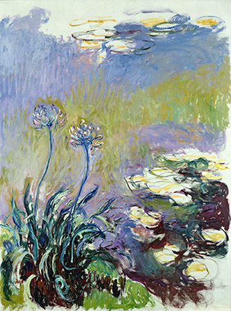 Claude Monet, Les Agapanthes, 1916-1919. Huile sur toile, 200 x 150 cm. Musée Marmottan Monet, Paris.