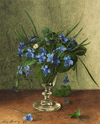 Léon Bonvin, Bouquet de violettes, 1863. Plume et encre brune, aquarelle sur un tracé au graphite. – 191 × 154 mm. Zurich, Collection Walter Feilchenfeldt.