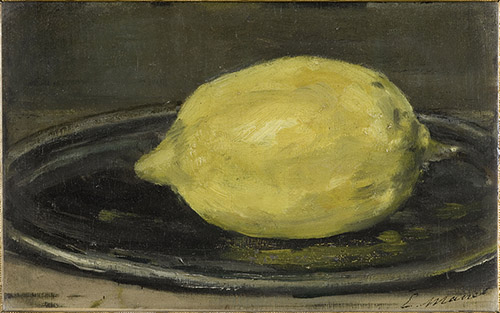 Édouard Manet, Le Citron, 1880. Huile sur toile, H. 14 x L. 22 cm. Paris, musée d’Orsay. © Musée d'Orsay, Dist. RMN-Grand Palais / Patrice Schmidt.