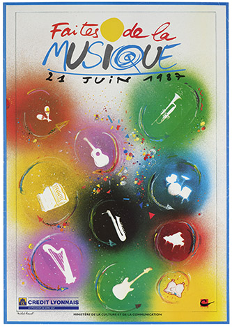 Michel Bouvet, Affiche Faites de la Musique, 1987. © Les Arts Décoratifs / Photo : Christophe Dellière.