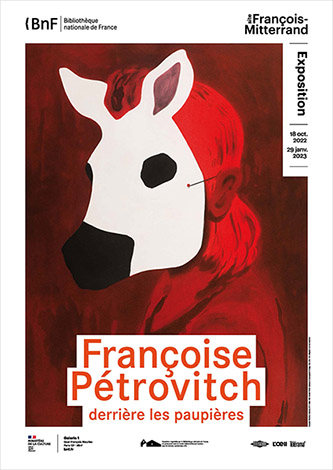 Affiche avec l’oeuvre Françoise Pétrovitch, Nocturne, 2017, aquatinte en rouge.