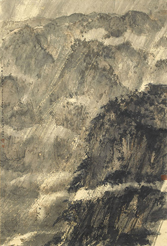 Fu Baoshi (1904-1965), Tempête, daté 1944. Encre et couleurs sur papier, 116,1 x 79,3 cm . M.C. 8662. Don de M. Guo Youshou, 1953. © Paris Musées / Musée Cernuschi. © Fu Baoshi.