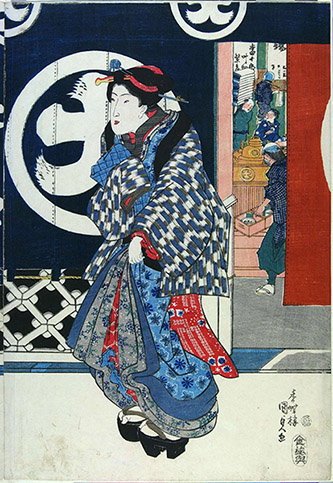 Women outside Daimaruya, Utagawa Kunisada, Edo (Tokyo), 1840-45. Candidat/© Victoria and Albert Museum, London.