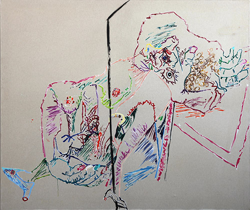 Pierre Moignard, Suite P#12, 2021. Huile sur toile, 169 × 200 cm. Courtesy de l’artiste et de la Galerie Anne Barrault.