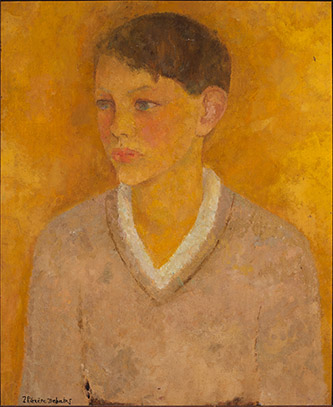 Thérèse Debains, Portrait de jeune garçon, s. d. Huile sur panneau, 58 x 50. Collection particulière. © Photo François Fernandez Nice ADAGP 2022.