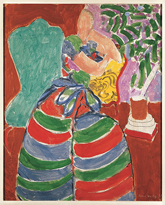 Henri Matisse (1869–1954), La Robe rayée, 15 et 26 janvier 1938. Huile sur toile, 46 x 38 cm. Vienne, Albertina Museum. © Succession H. Matisse. Photo Albertina Museum, Vienne.