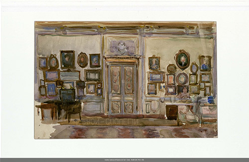 Adrien Karbowsky, Étude pour le salon des pastels, 1907. Aquarelle. INHA.