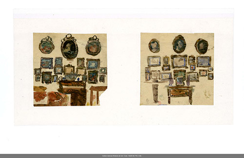 Adrien Karbowsky, Étude pour le salon des pastels, 1907. Aquarelle sur calque. INHA.