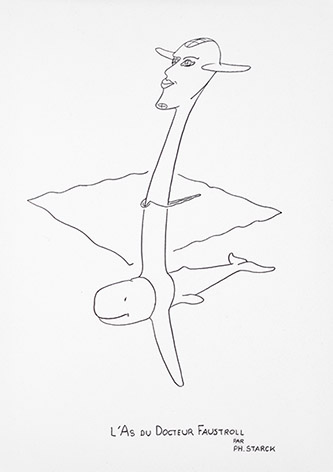 Philippe Starck, L’As, (dessin de) pour le Collège de ’Pataphysique, 2021 © Photo Jean-Louis Losi.