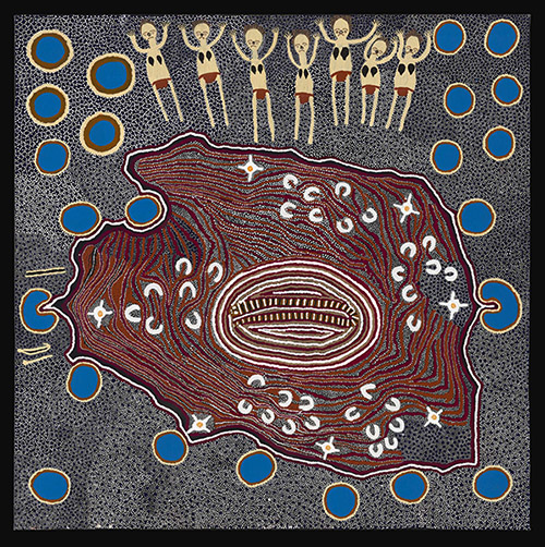 Kungkarrangkalpa (Seven Sisters) 2014 by Angilyiya Tjapiti Mitchell, Papulankutja Artists. © the artist/Copyright Agency 2020 Image: National Museum of Australia.