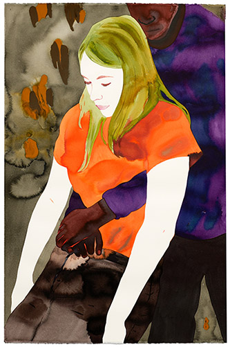 Françoise Pétrovitch, Tenir, 2023. Lavis d’encre sur papier, 120 x 80 cm © A. Mole, Courtesy Semiose, Paris © Adagp, Paris, 2023.