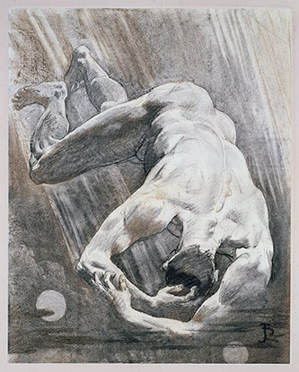 Jean-Paul Laurens, La chute 1888, dessin, fusain, © Paris Musées / Maisons de Victor Hugo Paris-Guernesey.