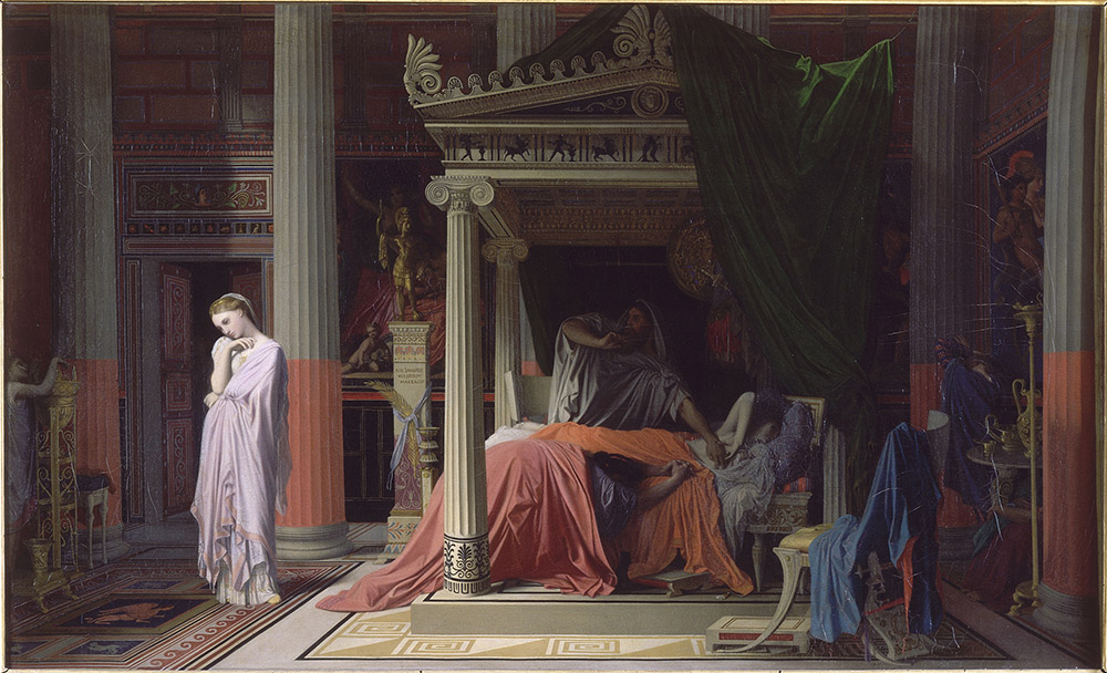Jean-Auguste-Dominique Ingres (1780-1867), Stratonice, ou La maladie d’Antiochus, 1840. Toile ; H. 0,57 ; L. 0,98 m. Chantilly, musée Condé, PE 432.