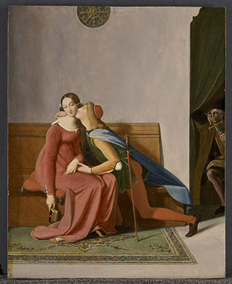 Jean-Auguste-Dominique Ingres (Montauban, 1780-Paris, 1867), Paolo et Francesca, 1814. Bois ; H. 0,35 ; L. 0,28 m. Chantilly, musée Condé, PE 434.