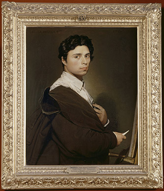 Jean-Auguste-Dominique Ingres (Montauban, 1780 – Paris, 1867), Autoportrait d’Ingres à vingt-quatre ans, 1804 (Salon de 1806). Toile ; H. 0,77 ; L. 0,61 m. Chantilly, musée Condé, PE 430.