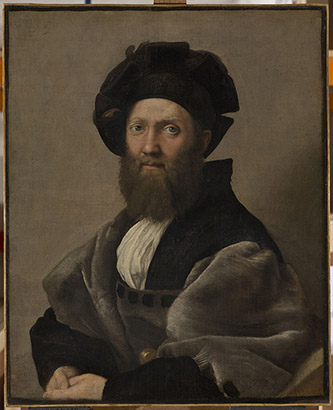 Raffaello Santi, dit Raphaël, Portrait de Baldassare Castiglione. 1514-1515. Huile sur toile, 82 x 67 cm. Musée du Louvre © RMN-Grand Palais (musée du Louvre) / Michel Urtado.