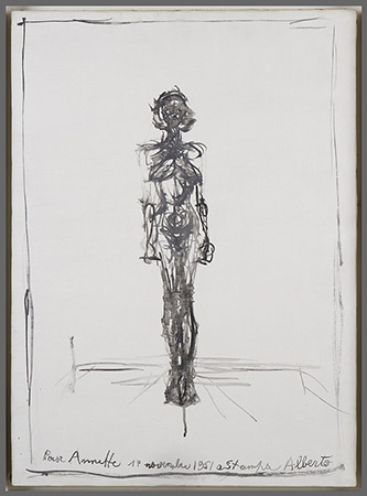Alberto Giacometti, Nu debout, 1961. Huile sur toile, 69 x 49,5 cm. Fondation Giacometti. © Succession Alberto Giacometti / Adagp, Paris 2023.