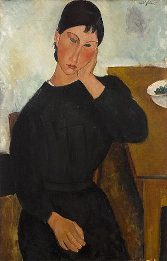 Amedeo Modigliani (1884-1920), Elvire assise, accoudée à une table, 1919. Huile sur toile, 92,7 x 60,5 cm . Saint Louis (Missouri), Saint Louis Art Museum. Image Courtesy of the Saint Louis Art Museum.