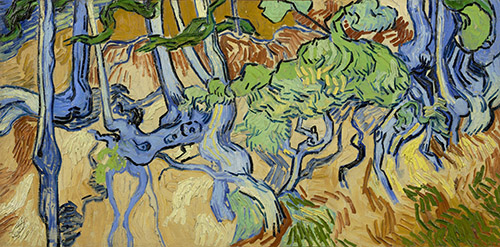 Vincent Van Gogh (1853-1890), Racines d’arbres, Dimanche 27 juillet 1890. Huile sur toile, 50.3 cm x 100.1 cm, Amsterdam, Van Gogh Museum(Vincent van Gogh Foundation). Photo : © Van Gogh Museum, Amsterdam (Vincent van Gogh Foundation).