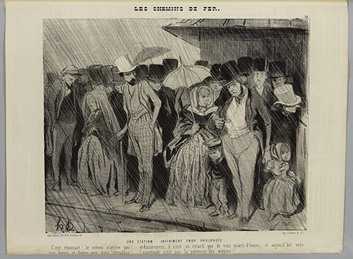 Honoré Daumier, Les chemins de fer, lithographie, 24,3 x 33 cm. © Paris Musées / Maison de Balzac.