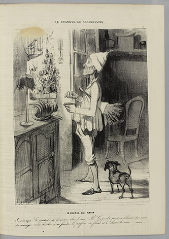 Honoré Daumier, La journée du célibataire, lithographie, 34 x 24,5 cm. © Paris Musées / Maison de Balzac.