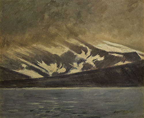Georges Hugo, Fjord [Islande ?], Huile sur toile, Musée du Grand Siècle.