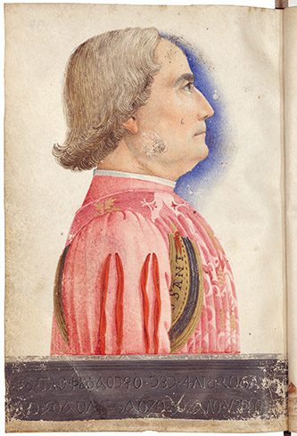Jacopo Bellini (1396 - 1470), Portrait de Jacopo Antonio Marcello, dans Passio Mauritii et sotiorum ejus, Venise, 1453. © BnF, Arsenal.