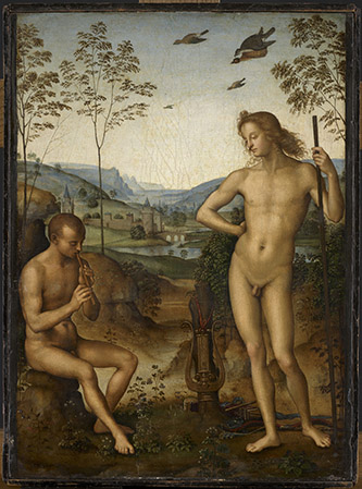 Pérugin (1445 ?-1523), Apollon et Daphnis, Vers 1490. Huile sur bois. © Musée du Louvre.