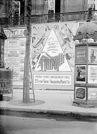 Affiche publicitaire pour Delepoulle, maison de papiers peints et décoration, 1924. Photographie, 1924. Fonds Roger-Viollet.