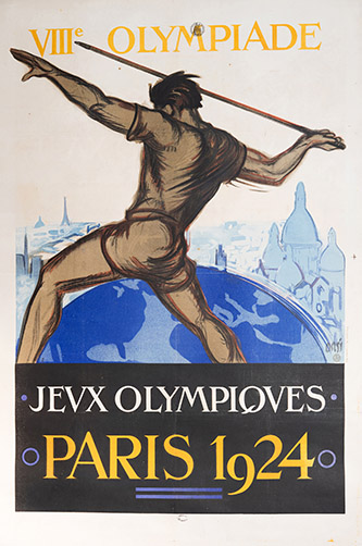 Paris 1924. VIIIe Olympiade. Jeux olympiques. Orsi, illustrateur, 1924. Affiche. Bibliothèque historique de la Ville de Paris.