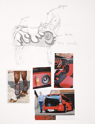 Mohamed Bourouissa, Sans titre, 2013, série « Horse Day ». Dessin et impression sur papier, 31 x 25 cm. Courtesy l’artiste et kamel mennour, Paris. © Adagp, Paris 2024. Photo © Mohamed Bourouissa.
