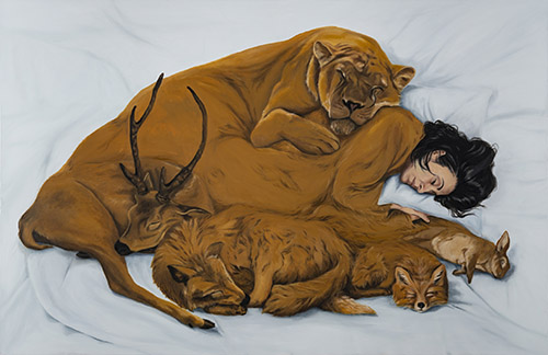 Necla Rüzgar, Innerfauna I, 2015. Huile et acrylique sur toile, 130 x 200 cm. Istanbul Museum of Modern Art. © Necla Rüzgar.