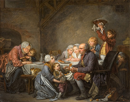 Jean-Baptiste Greuze, Le Gâteau des rois, 1774. Huile sur toile, 73 × 92 cm. Montpellier, musée Fabre. © Musée Fabre de Montpellier Méditerranée Métropole / Photo Frédéric Jaulmes.