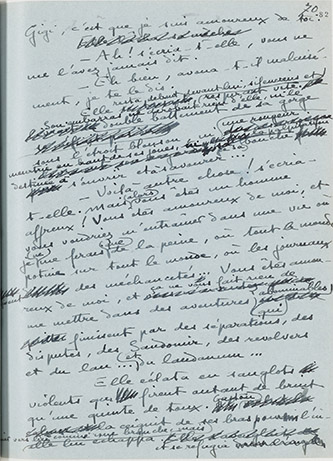 Colette, manuscrit de Gigi. BnF, Manuscrits.