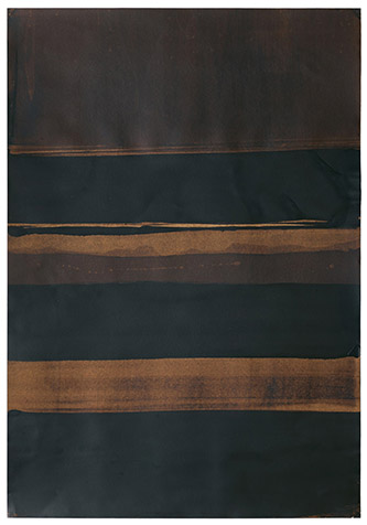 Pierre Soulages, Brou de noix marouflé sur toile 108 x 75 cm, 2003. Collection C.S. © Adagp, Paris, 2025. © Photo Vincent Cunillère.