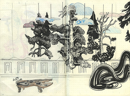 Florentine et Alexandre Lamarche-Ovize, Notes, 2025, extrait de carnet ©Lamarche-Ovize, ADAGP, Paris, 2025.